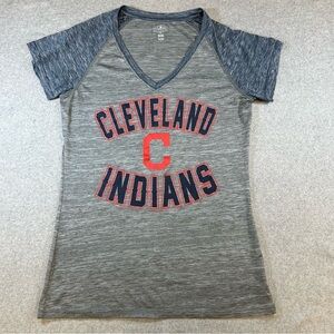 Cleveland Indians Women's Gray Athletic V-Neck Top-Large